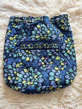 Vera Bradley Indigo Pop Campus Backpack Drawstring Bag